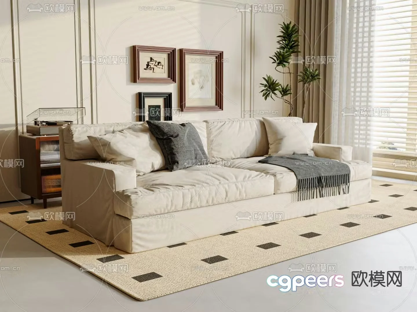 Medieval style double sofa 3d model