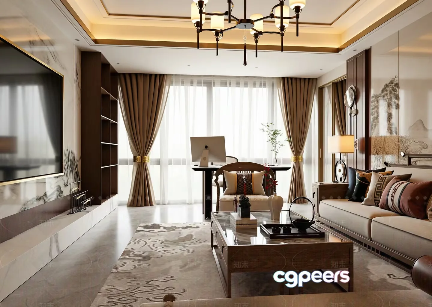 Modern Living Room 3D Model – 18306 – VRAY Render