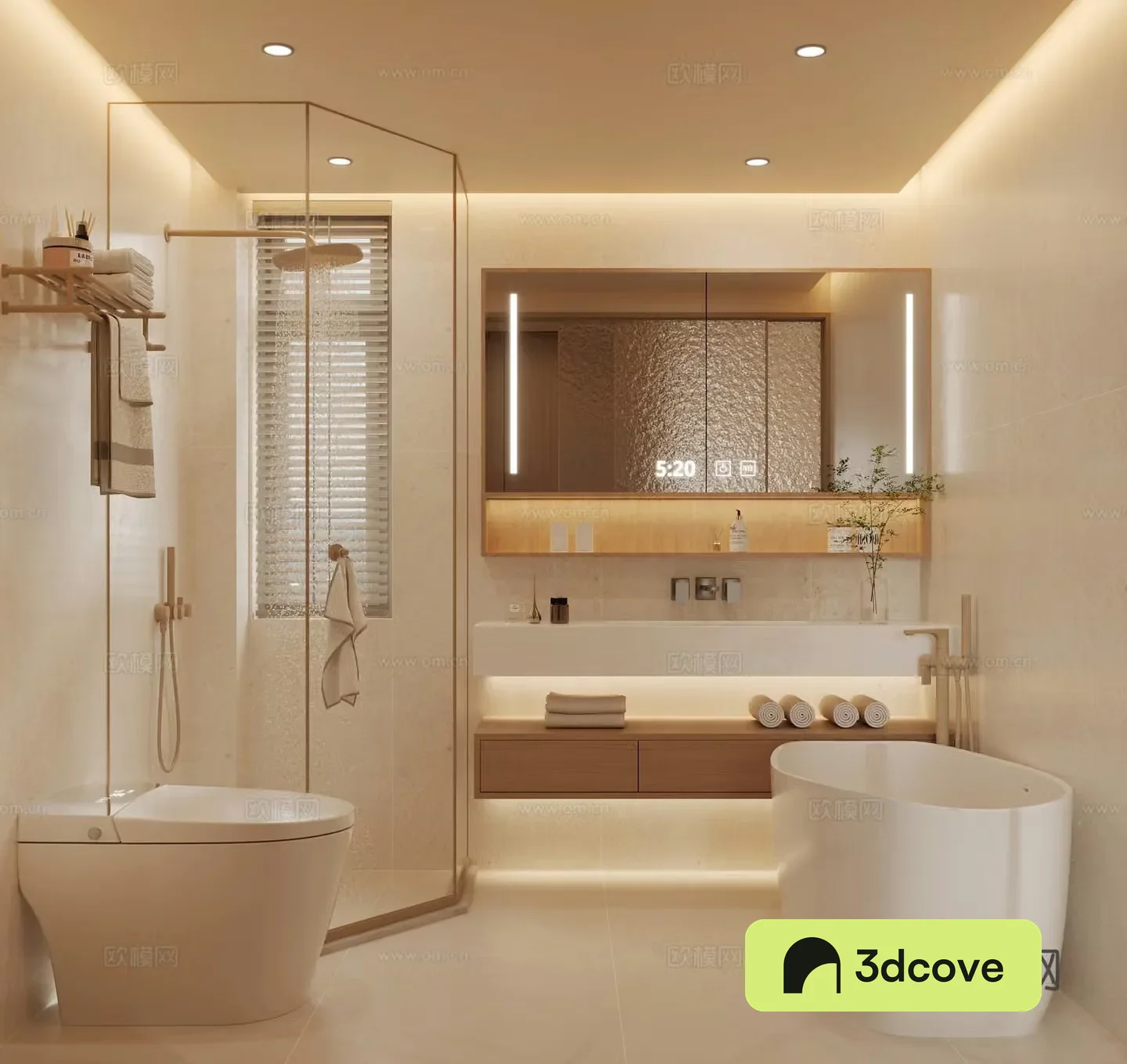 Creamy bathroom bathtub