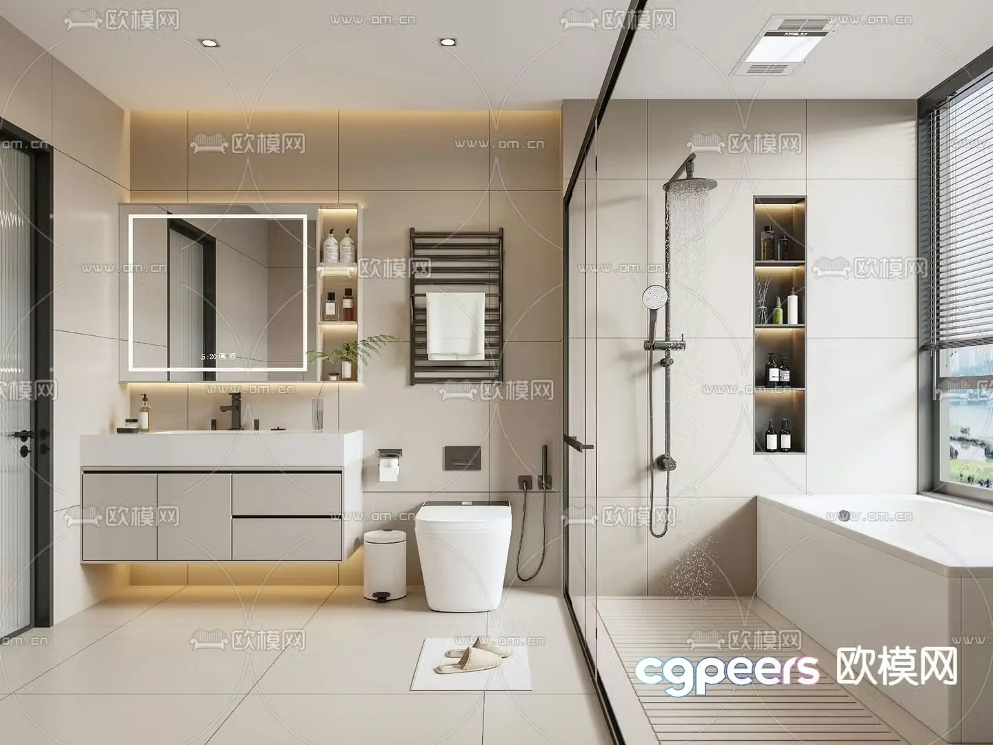 Modern bathroom toilet toilet 3d model