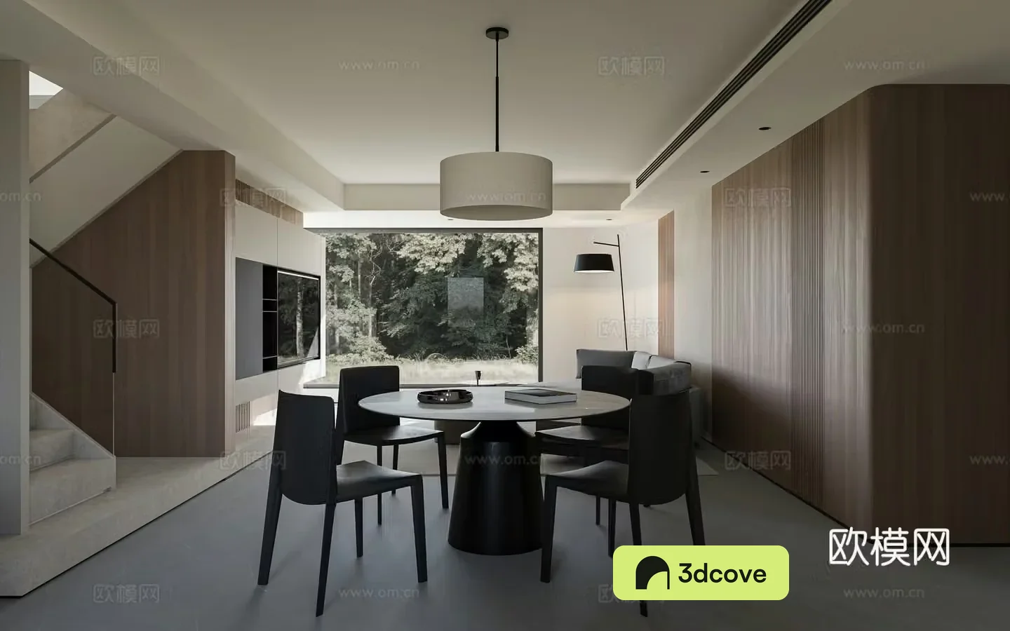 Modern living and dining room