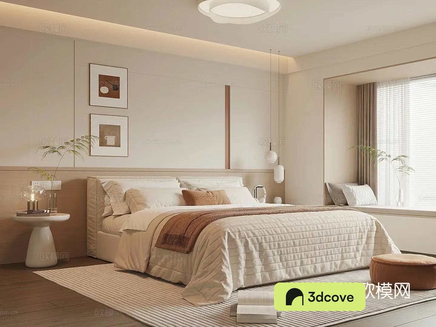 Modern creamy bedroom