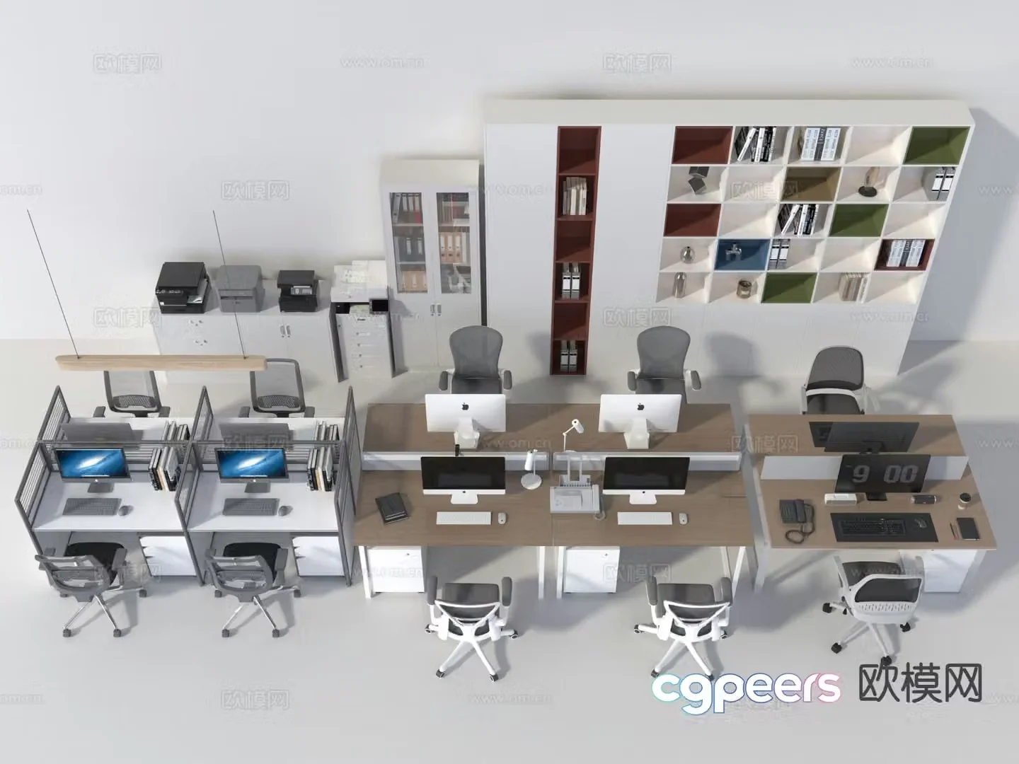 card desk office desk staff desk 3d model