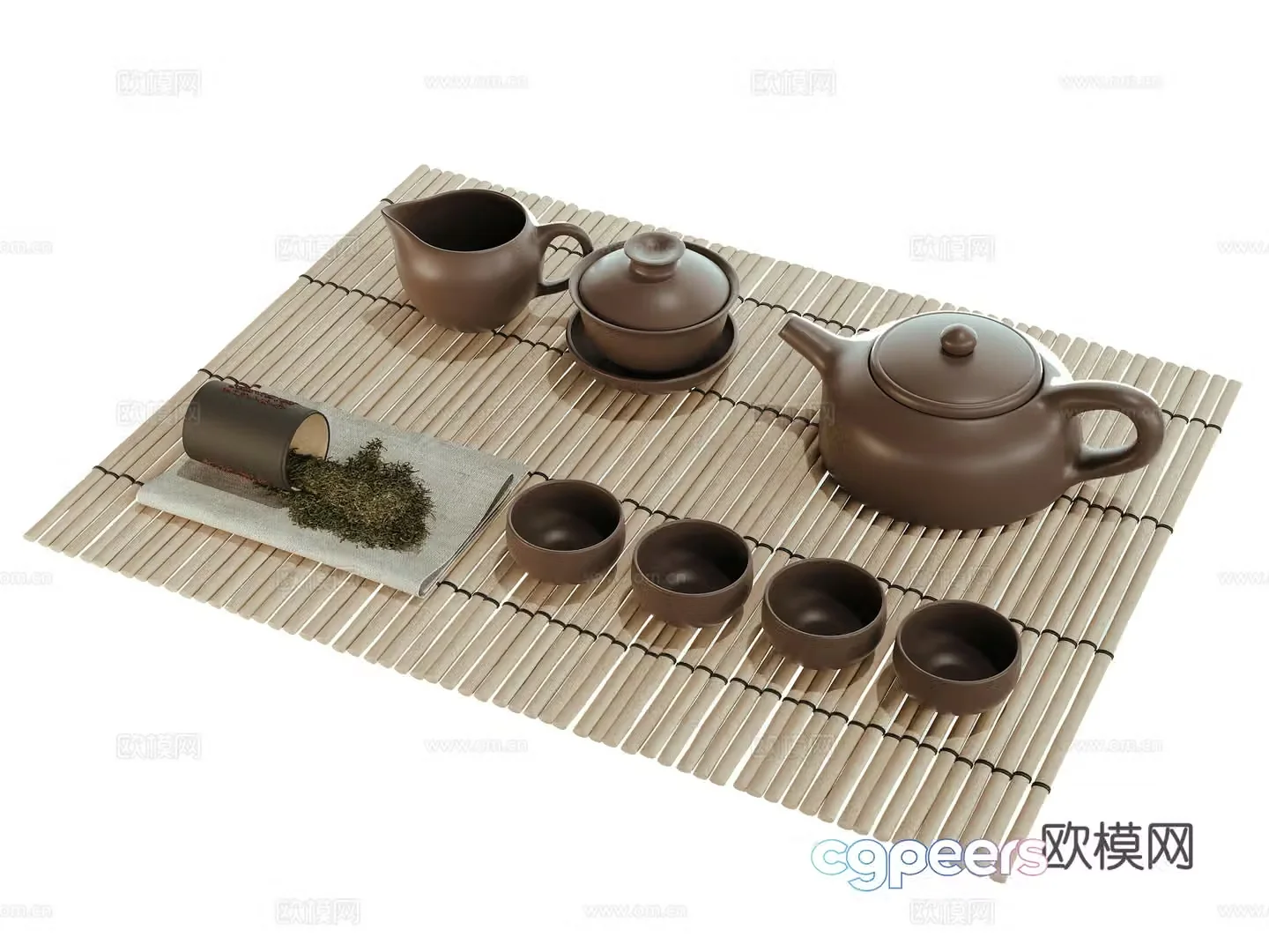 New Chinese tea set teapot teacup 3d model