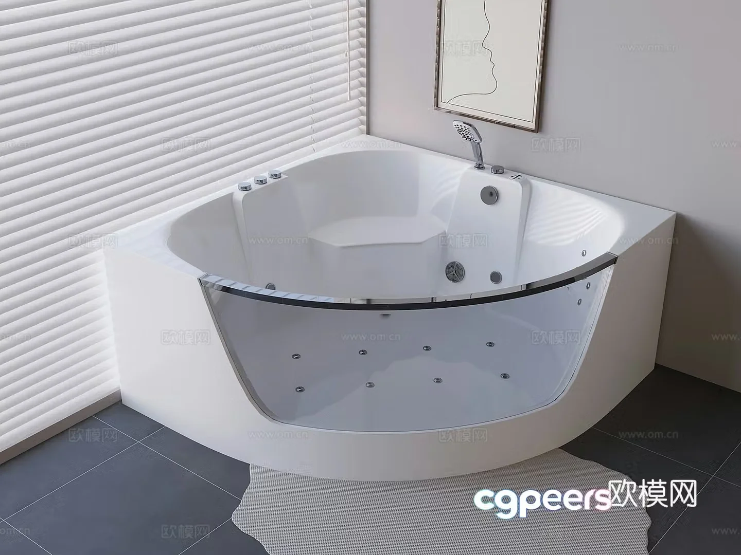 Comfortable surfing the bathtub triangle fan -shaped bathtub 3D model