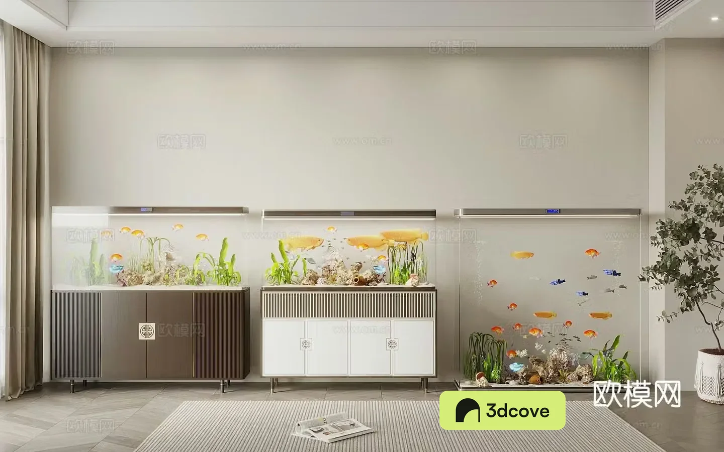New Chinese style glass fish tank aquarium