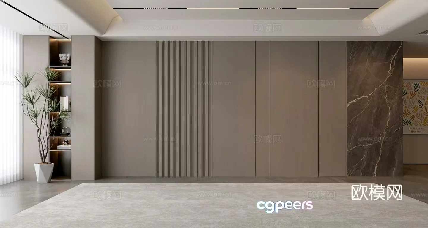 Modern Italian living room light luxury sofa background wall sofa background wall villa living room 3d model