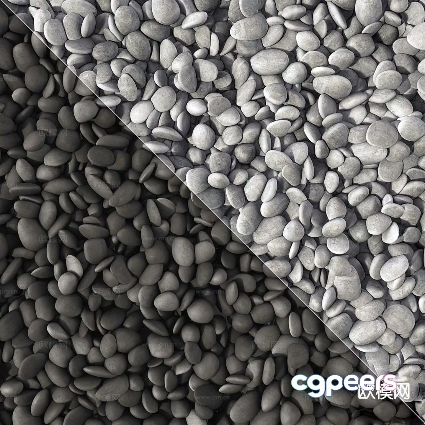 cobblestone gravel paving stone 3d model