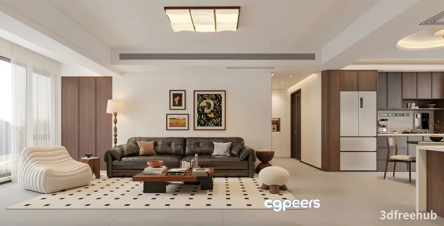 Modern Living Room 3D Model – 20498 – VRAY Render