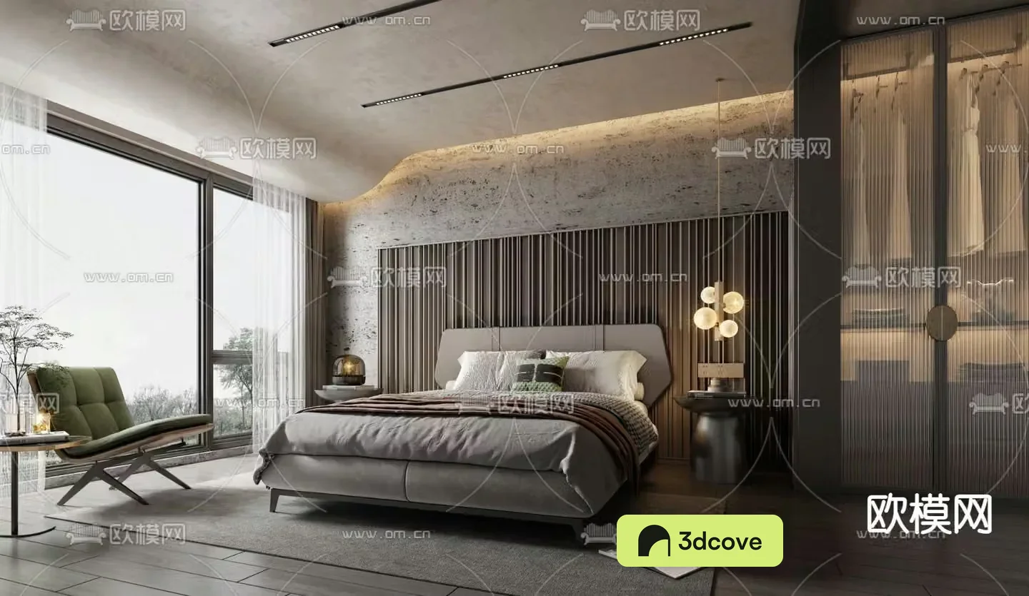 Minotti modern wabi-sabi style bedroom master room