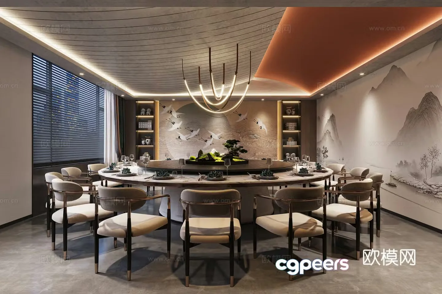 New Chinese style Chinese restaurant private room 3D model