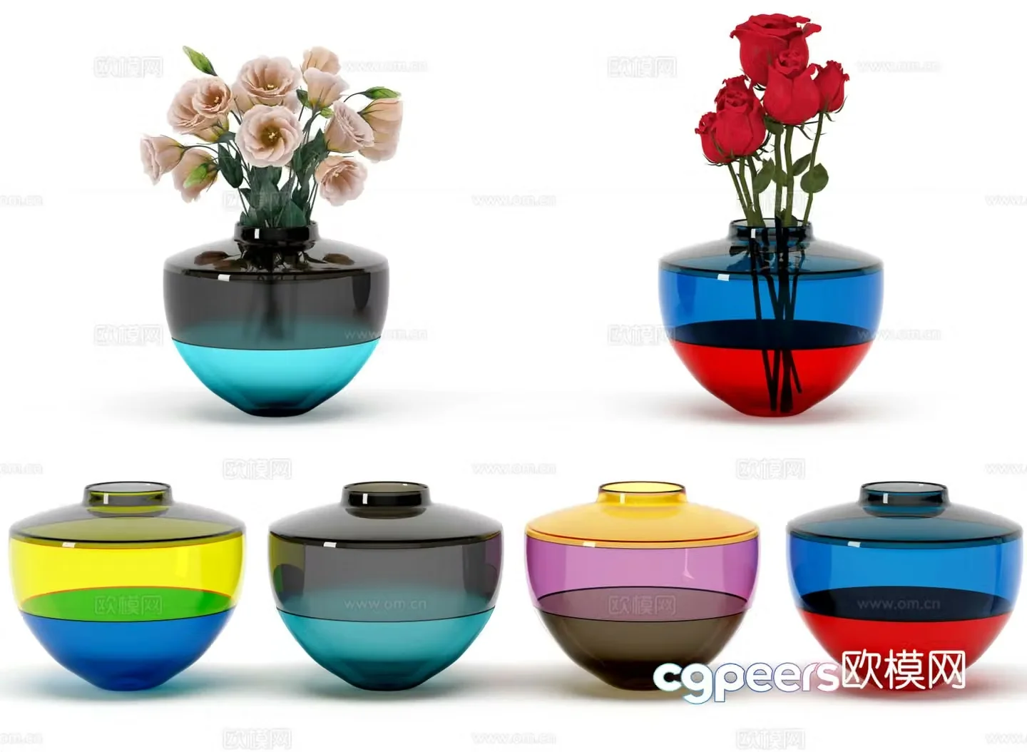 modern glass vase floral arrangement flower arrangement 3d model