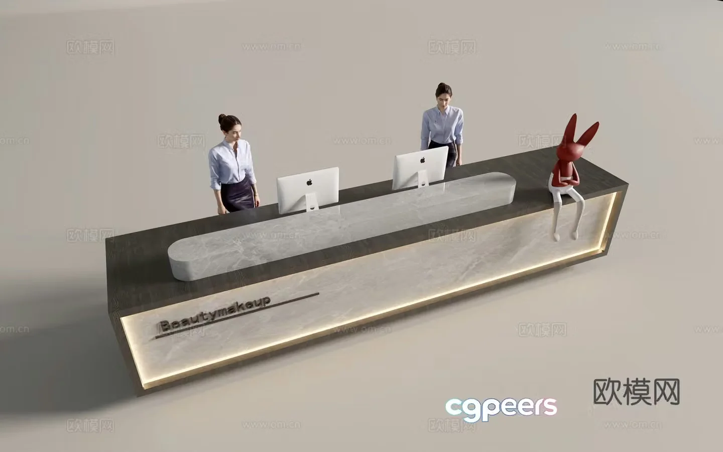 Modern company front desk reception desk service desk 3d model