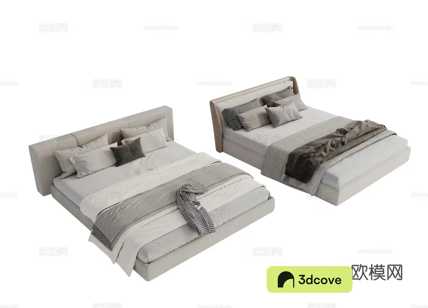 Modern fabric dual bed Main bed bedroom minimalist bed Minotti Modern dual bed