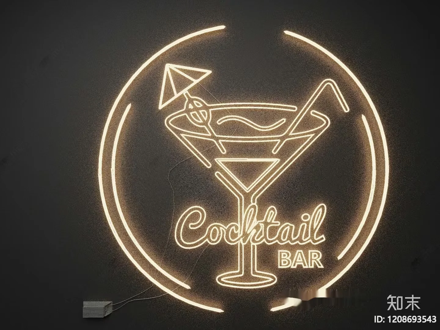 Cocktail Bar Sign 3D Model – 1443 – VRAY Render