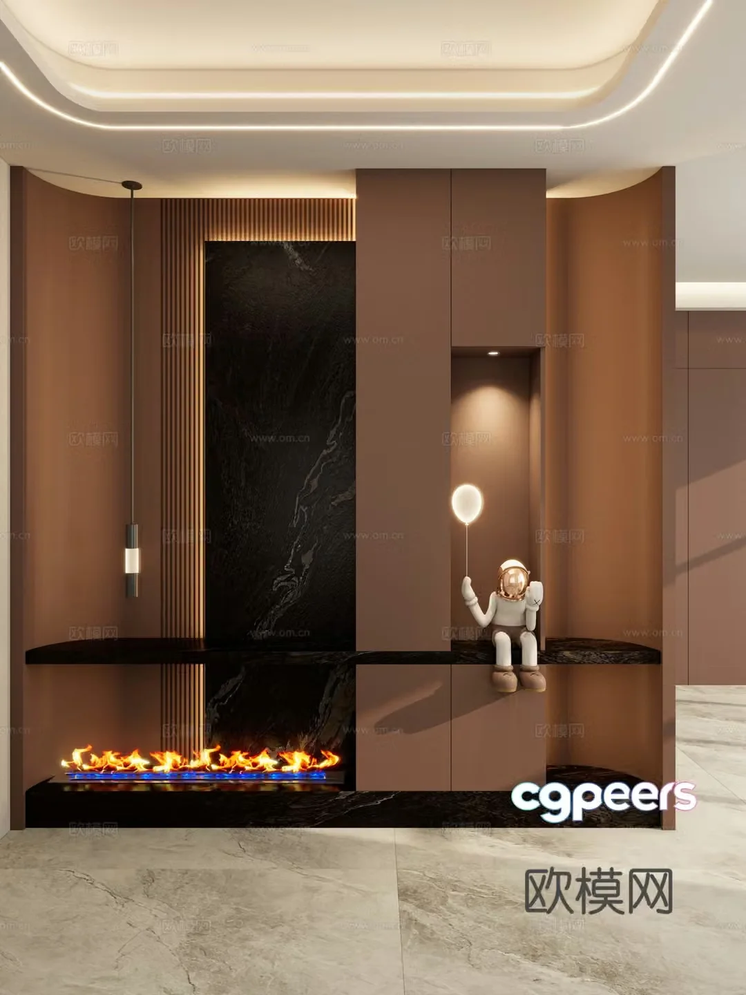 Italian curved entrance shoe cabinet facing wall 3D model