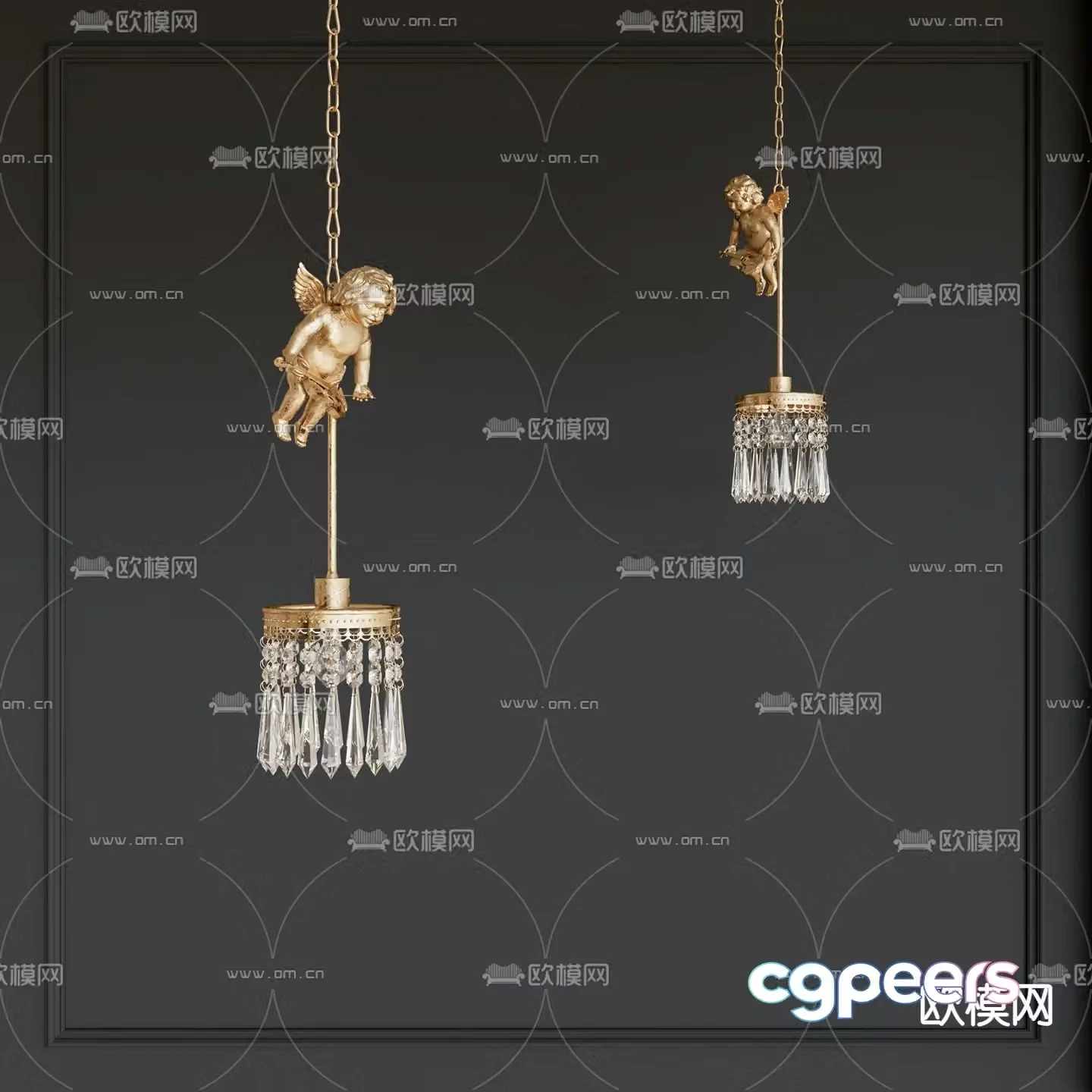 French angel chandelier 3d model