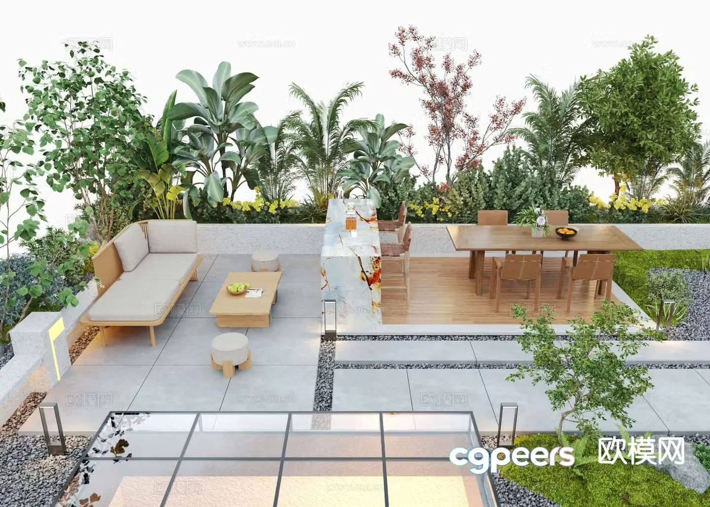 Courtyard landscape garden 3d model