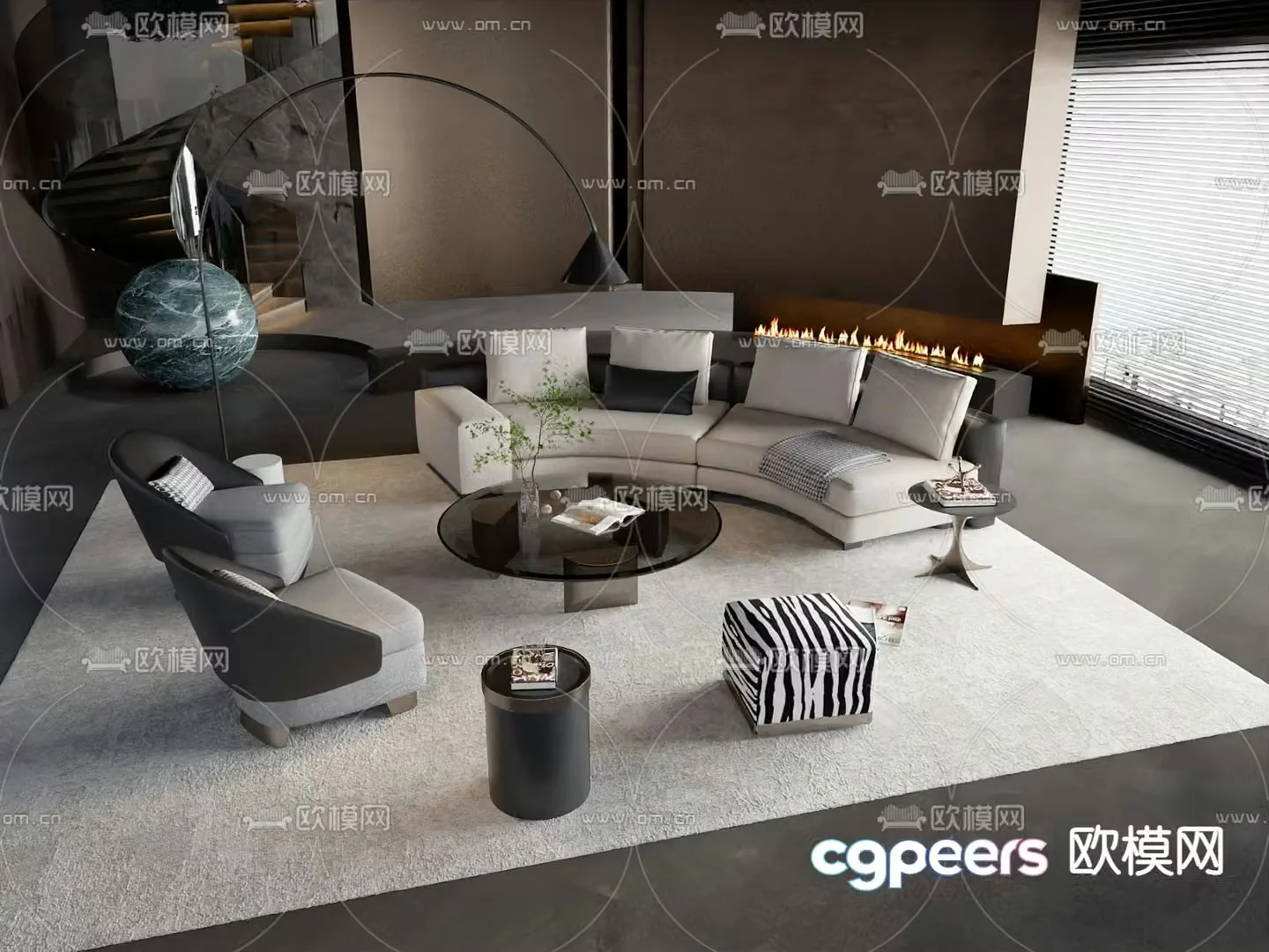 Italian style modular sofa curved sofa 3d model