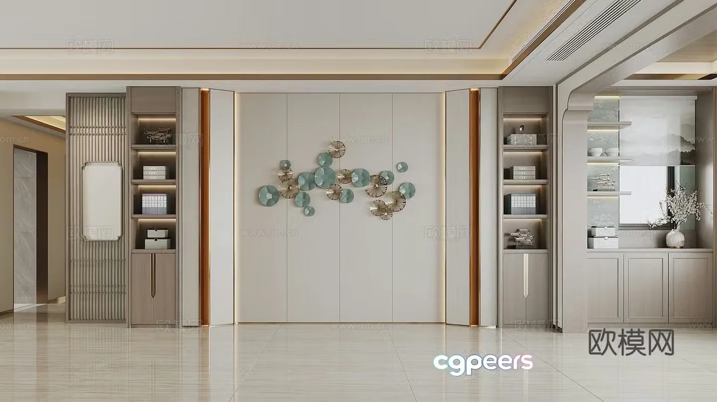 New Chinese sofa background wall 3d model