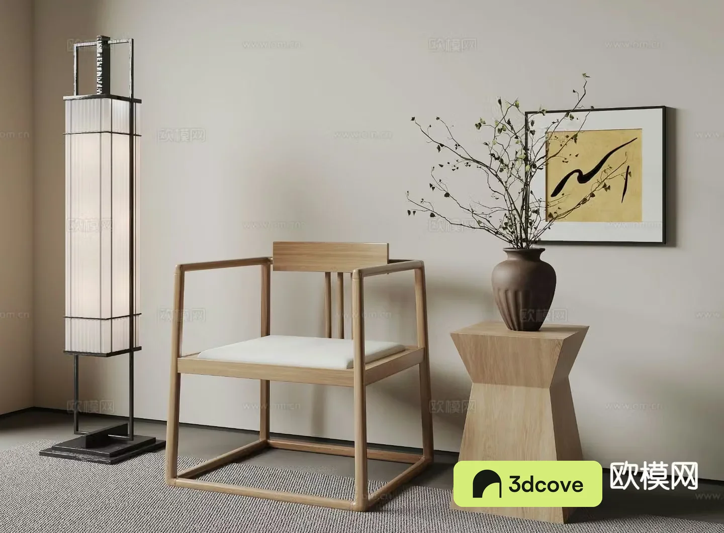 New Chinese style leisure chair floor lamp