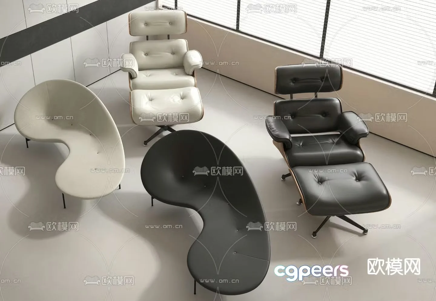 Modern lounge chair armchair chaise longue 3d model