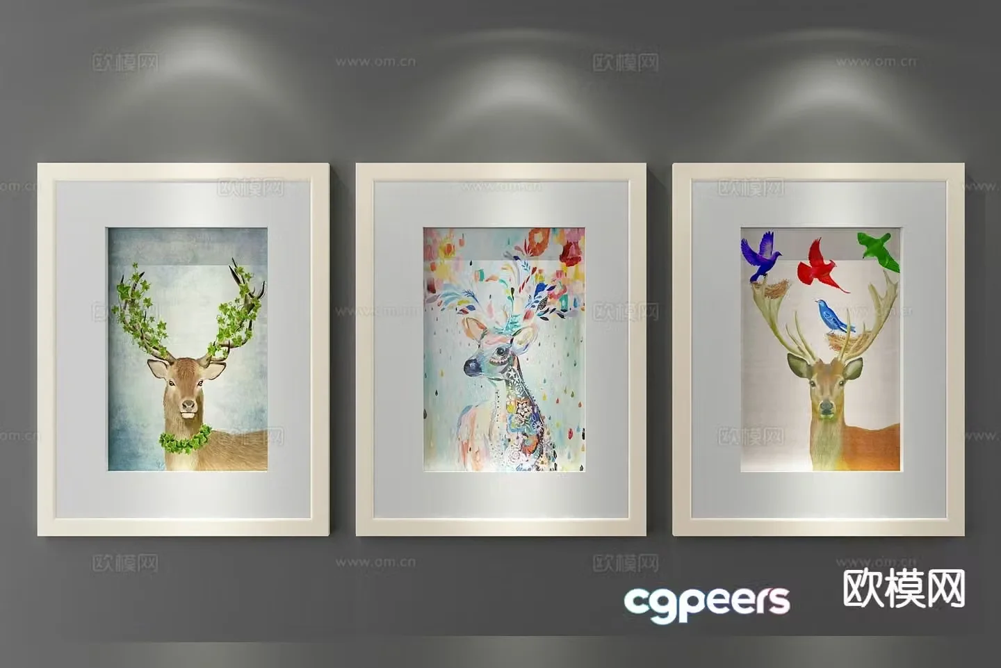 Decorative painting animal painting cartoon hanging painting 3d model