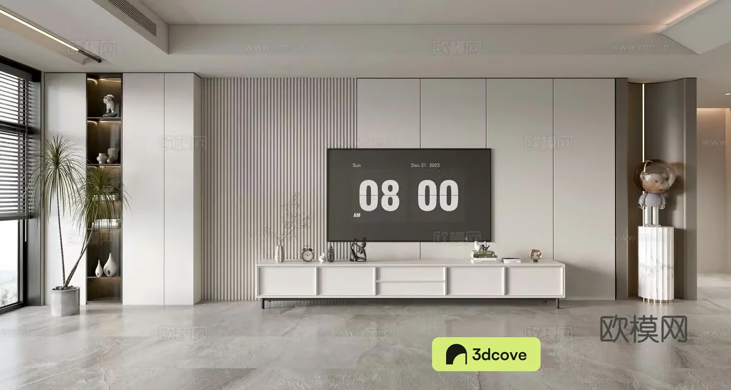 Modern simple living room light luxury TV background wall TV set full wall TV cabinet combination