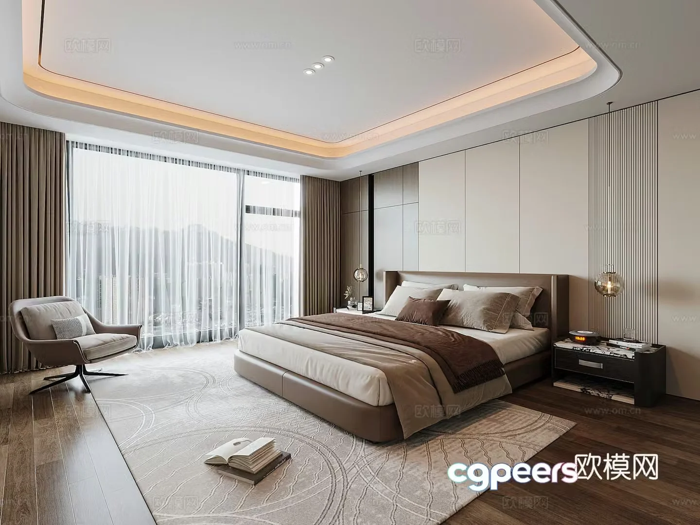 Modern light luxury bedroom 3d model