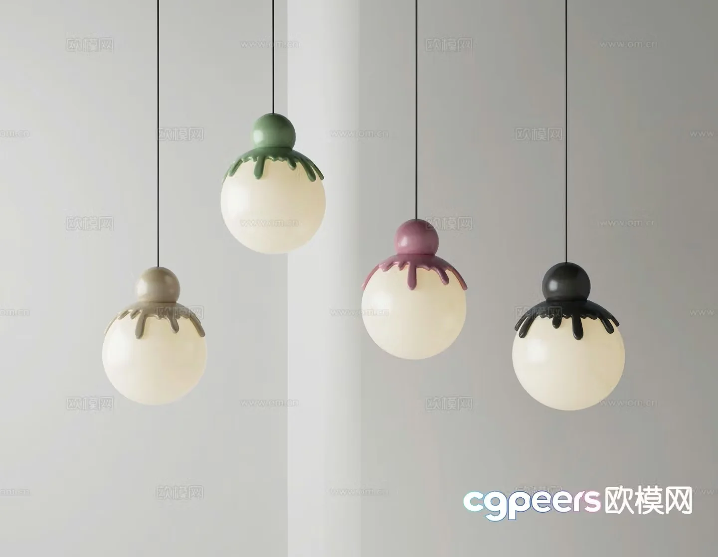 Modern spherical chandelier 3d model