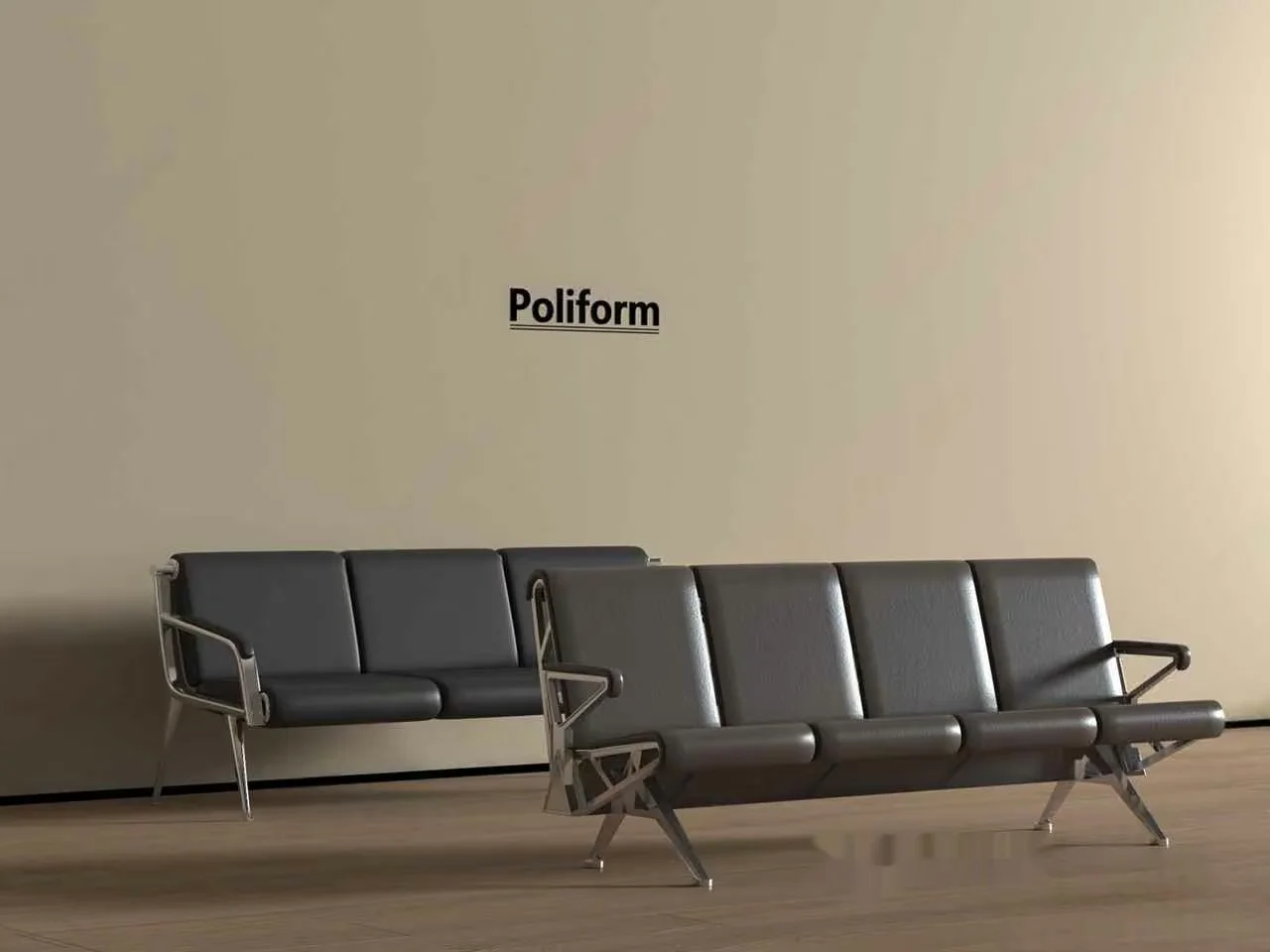 Gray Leather Benches 3D Model – 15479 – VRAY Render
