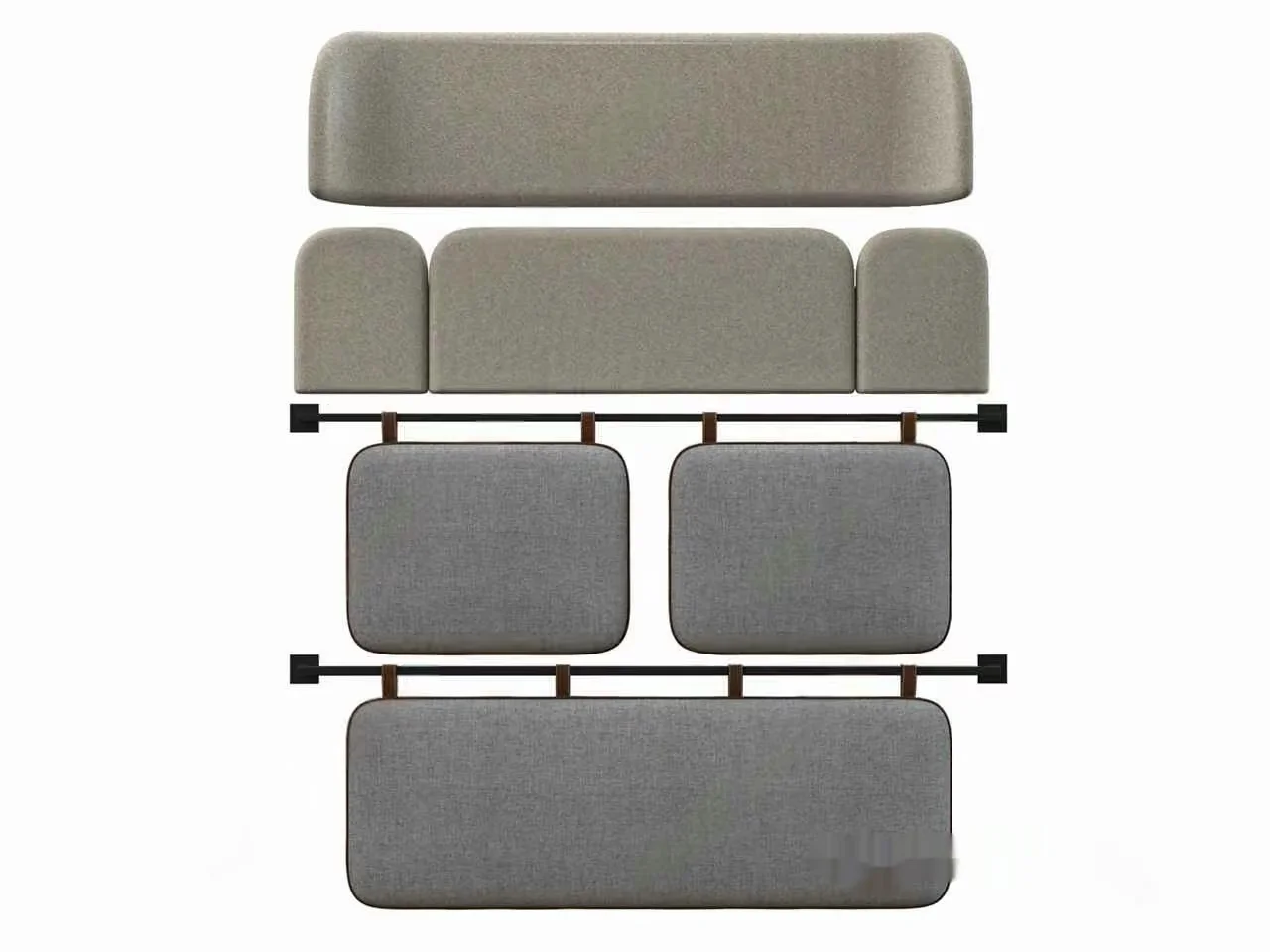 Grey Sofa With Metal Frame 3D Model – 6511 – VRAY Render