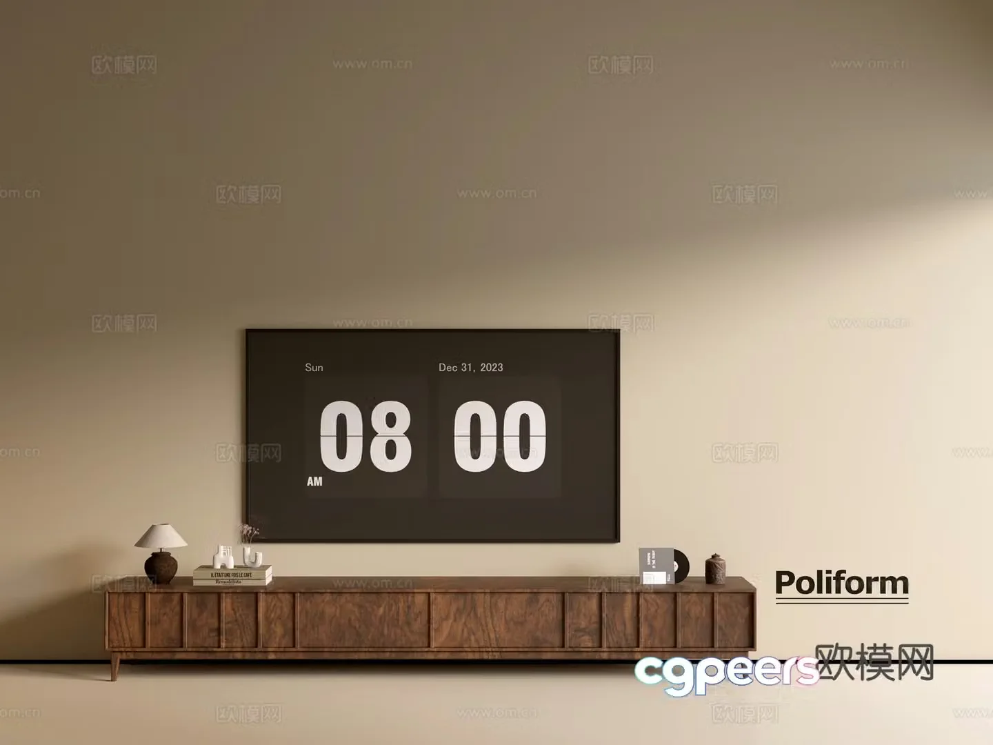 Modern wood grain TV cabinet simple side cabinet chest of drawers low cabinet whole cabinet side cabinet balcony 3D model