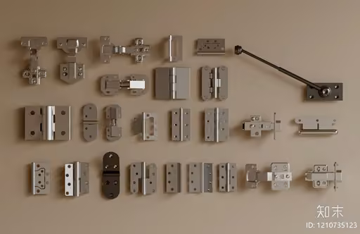 A Collection Of Silver Metal Hardware 3D Model – 21674 – VRAY Render