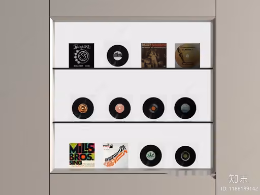 A Display Of Vinyl Records 3D Model – 23704 – VRAY Render