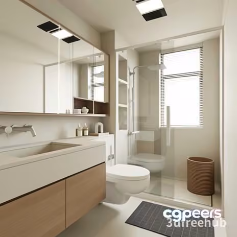 Modern Minimalist Bathroom 3D Model – 22425 – VRAY Render