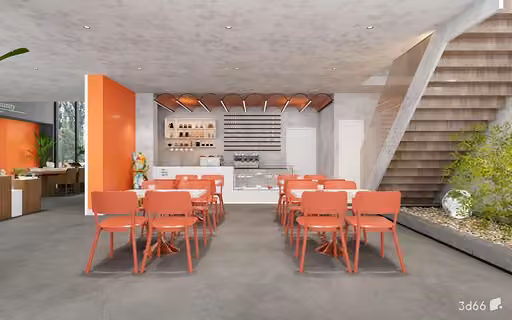 Modern Cafe Interior 3D Model – 23355 – VRAY Render
