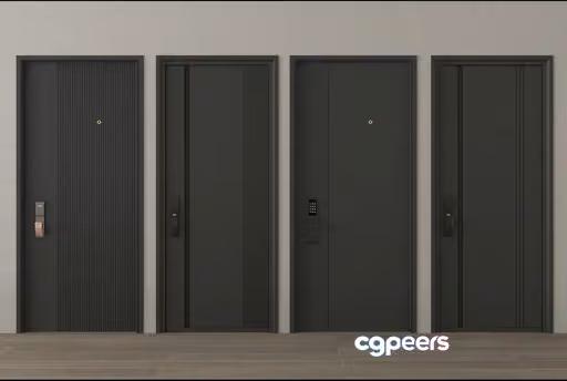Black Door With Vertical Lines 3D Model – 22131 – VRAY Render
