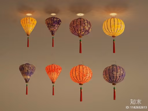 Traditional Chinese Lanterns 3D Model – 22515 – VRAY Render