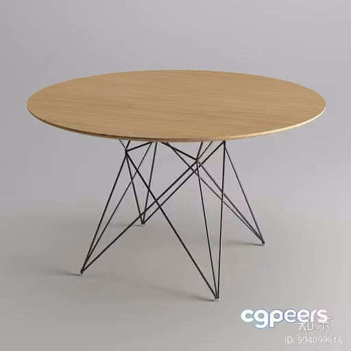Simple Table With Metal Legs 3D Model – 22052 – VRAY Render