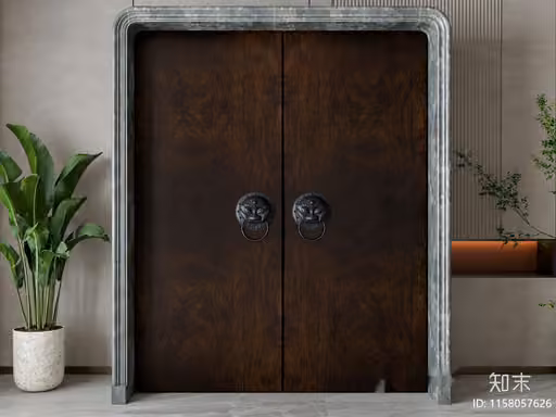The Main Subject Is A Pair Of Dark Wood Doors With Metal Handles 3D Model – 23695 – VRAY Render