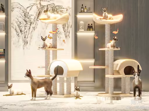 Modern Cat Tower 3D Model – 22785 – VRAY Render