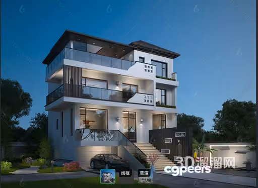 A Modern House 3D Model – 21300 – VRAY Render