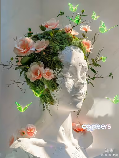 A White Statue Of A Woman’S Head 3D Model – 23085 – VRAY Render