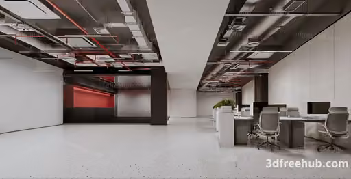 Modern Office Space 3D Model – 22645 – VRAY Render