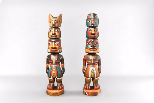 Two Totem Poles 3D Model – 23114 – VRAY Render
