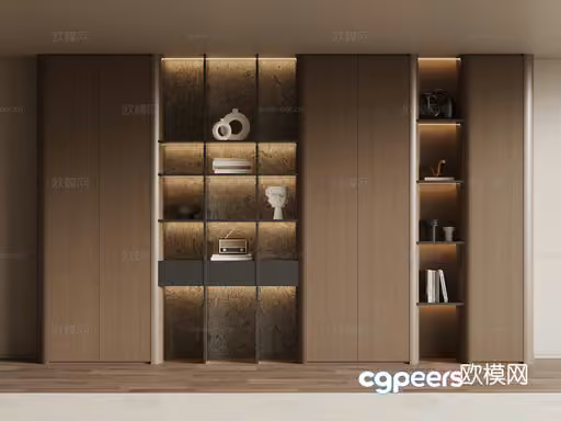 Modern Wooden Shelving 3D Model – 23430 – VRAY Render