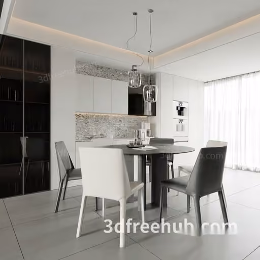 Modern Dining Room 3D Model – 21865 – VRAY Render