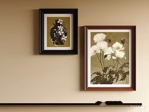 Two Framed Floral Prints On A Wall 3D Model – 20975 – VRAY Render