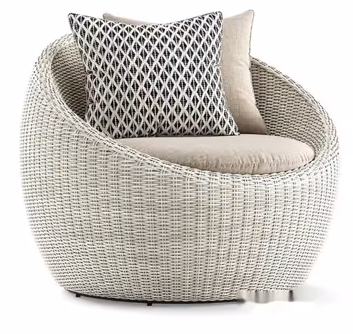 White Wicker Chair 3D Model – 23543 – VRAY Render